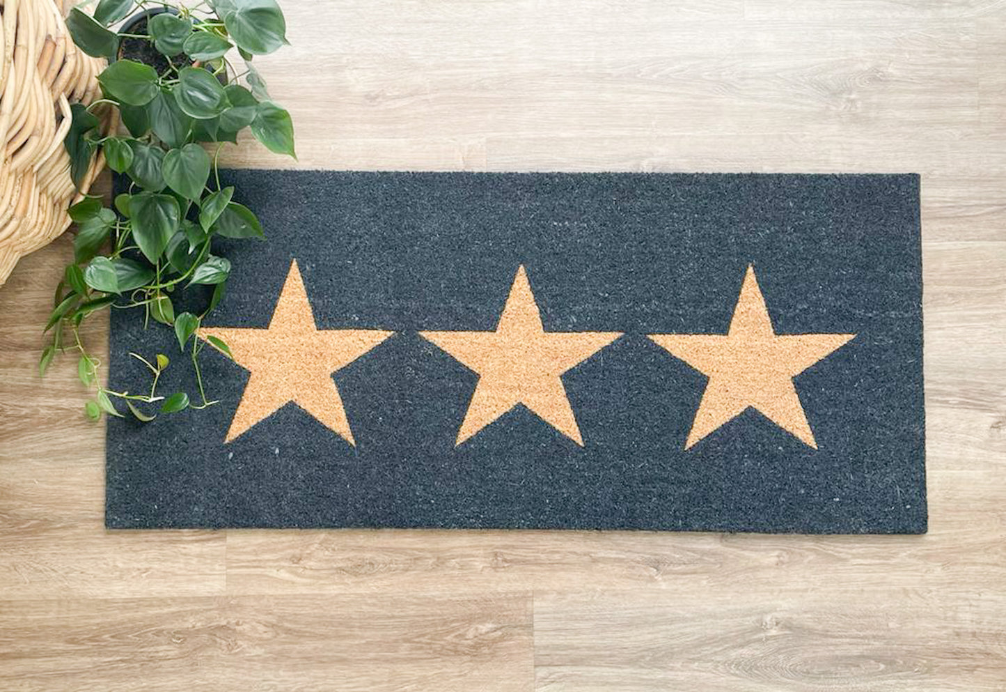Double Charcoal Doormat With 3 Stars