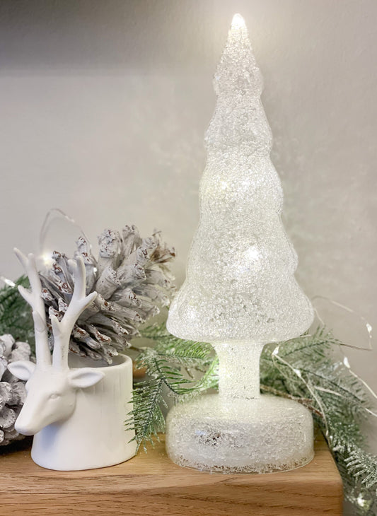 Lit Frosted Christmas Tree
