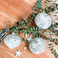 White Bauble With Beaded Leaves (Set of 3)