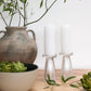 Clear Glass Ribbed Candleholder - Set of 2