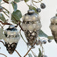 Silver Pearl Beaded Fir Cone Glass Bauble - Set of 3