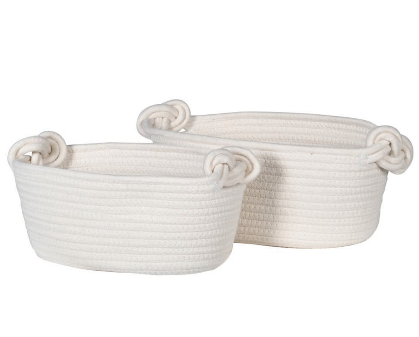 White Knot Handle Rope Baskets (Set of 2)