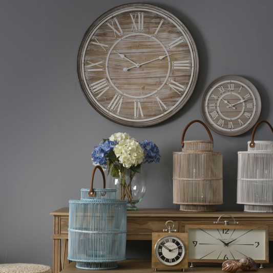 Hemsby Bleach Wooden Wall Clocks