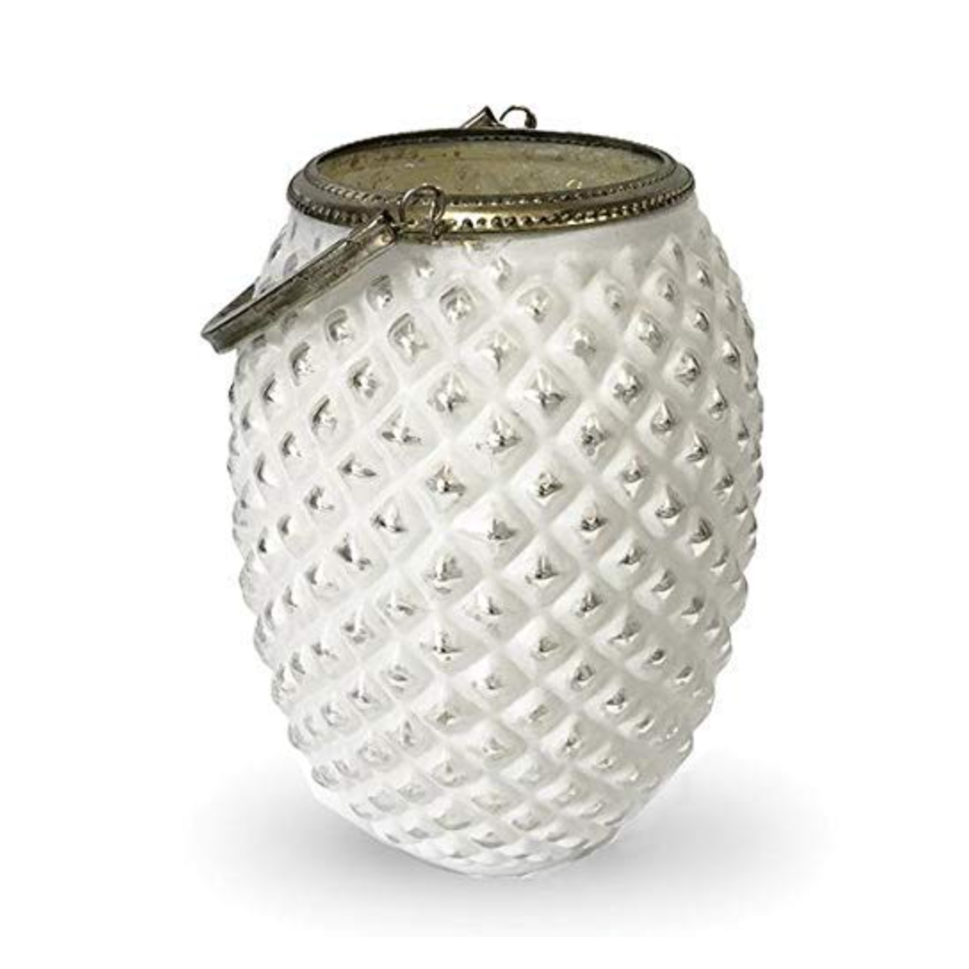Tealight Frosted Lantern - Antique White Silver