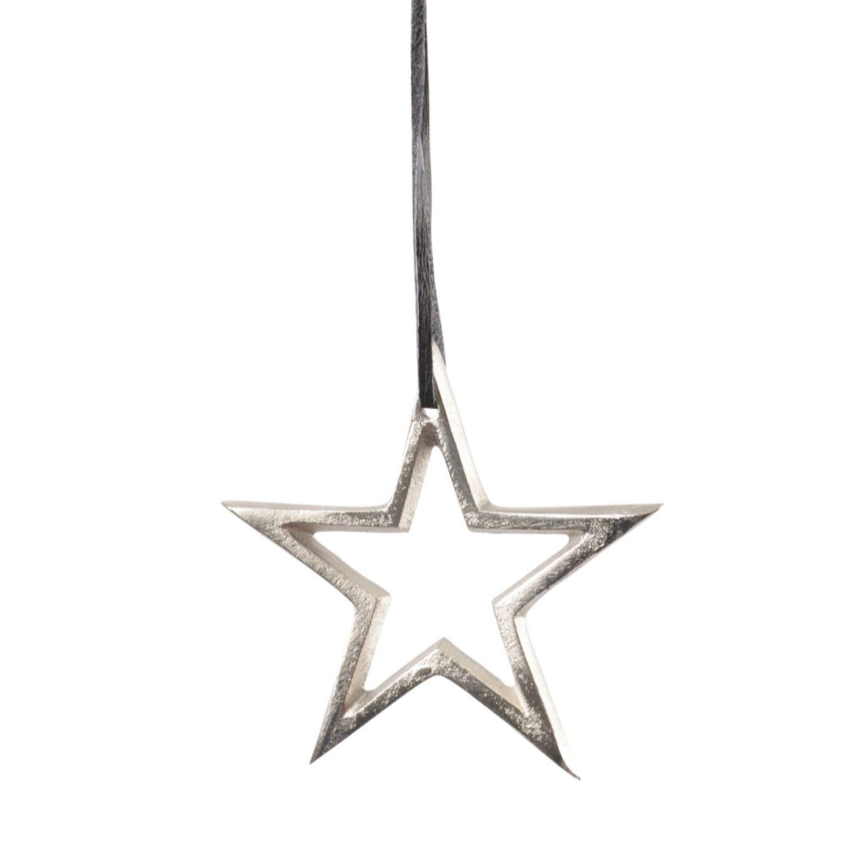 Textured Silver Hanging Star - Large