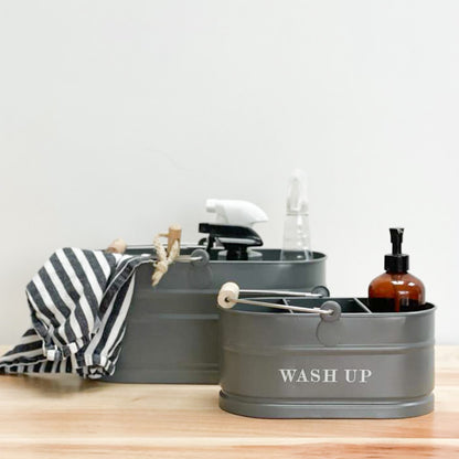 Keswick Wash Up Tidy & Utility Cleaning Organiser Set - Charcoal & Chalk