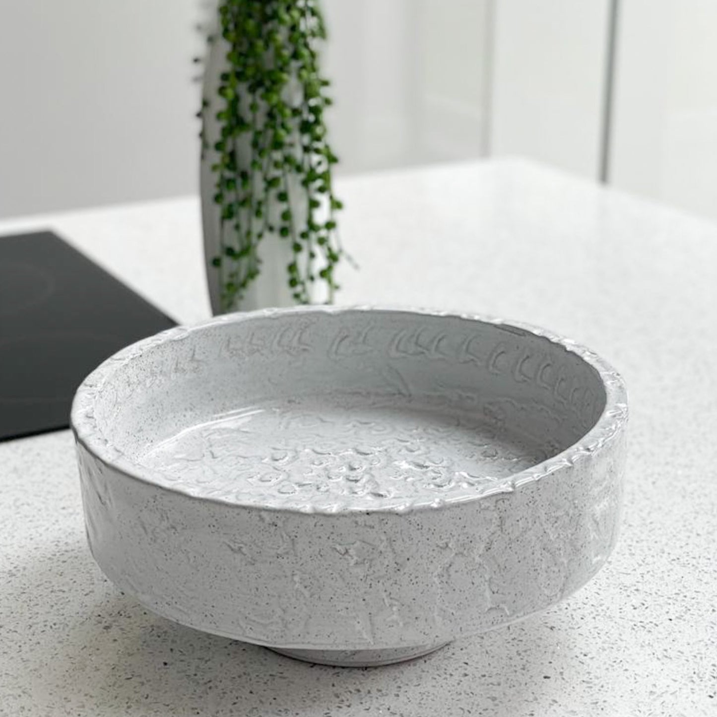 Light Grey Textured Footed Bowl